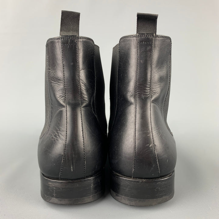 SAKS FITFH AVENUE par MAGNANNI Taille 10,5 Bottes à enfiler en cuir noir