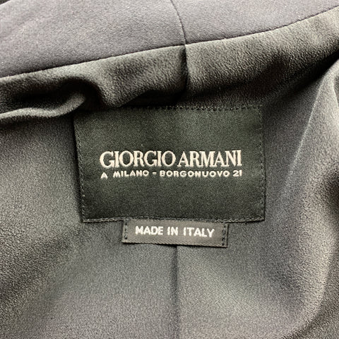 GIORGIO ARMANI Taille 6 Veste boutonnée sans col en soie noire