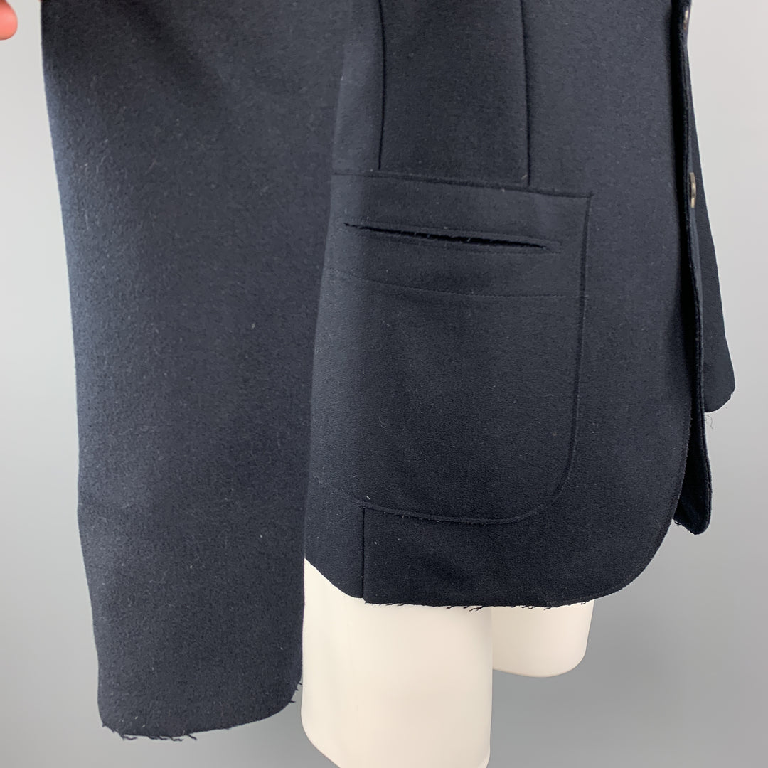 EMPORIO ARMANI Size 36 Navy Wool Bland Felt Notch Lapel Sport Coat