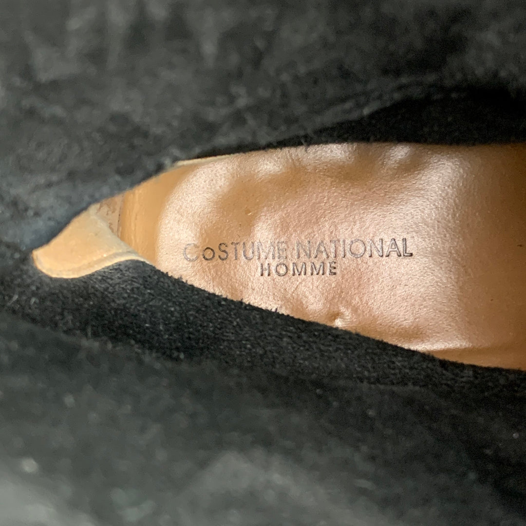 CoSTUME NATIONAL Size 10 Black Leather Belted Pull On Boots