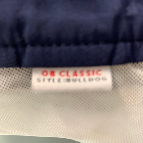 ORLEBAR BROWN Size 38 Navy White Stripe Nylon Side Tabs Swim Trunks