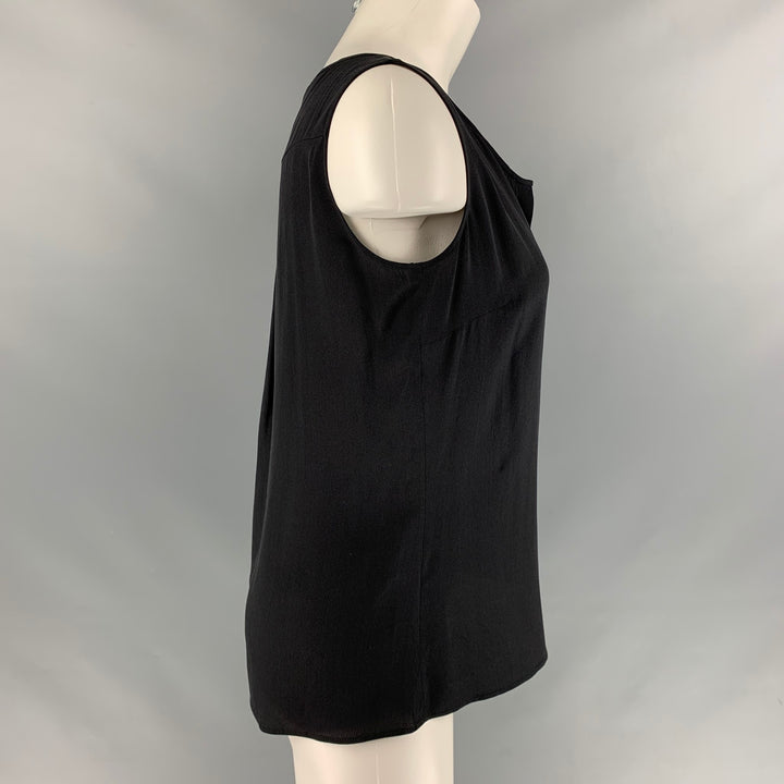 AKRIS PUNTO Size 4 Black Silk Solid Blouse