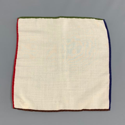 RODA Cream Multi-Color Wool  Silk Pocket Square