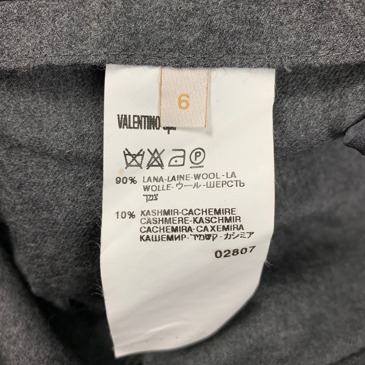 VALENTINO Taille 6 Pantalon habillé en laine et cachemire gris chiné à jambe large