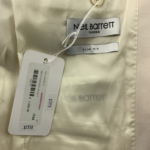 NEIL BARRETT Size 44 Cream Jacquard Wool Peak Lapel Sport Coat