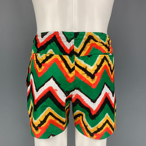 SSS WORLD CORP. Size XS Multi-Color Print Polyamide Drawstring Swim Trunks