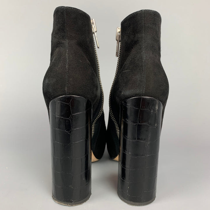 ALEJANDRO INGELMO Size 5.5 Black Suede Platform Ankle Boots