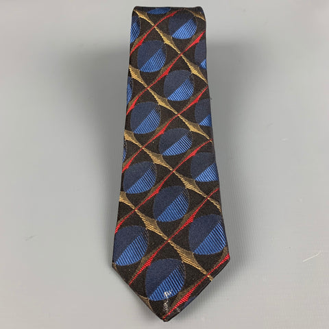 PRADA Black Multi-Color Abstract Silk Jacquard Tie