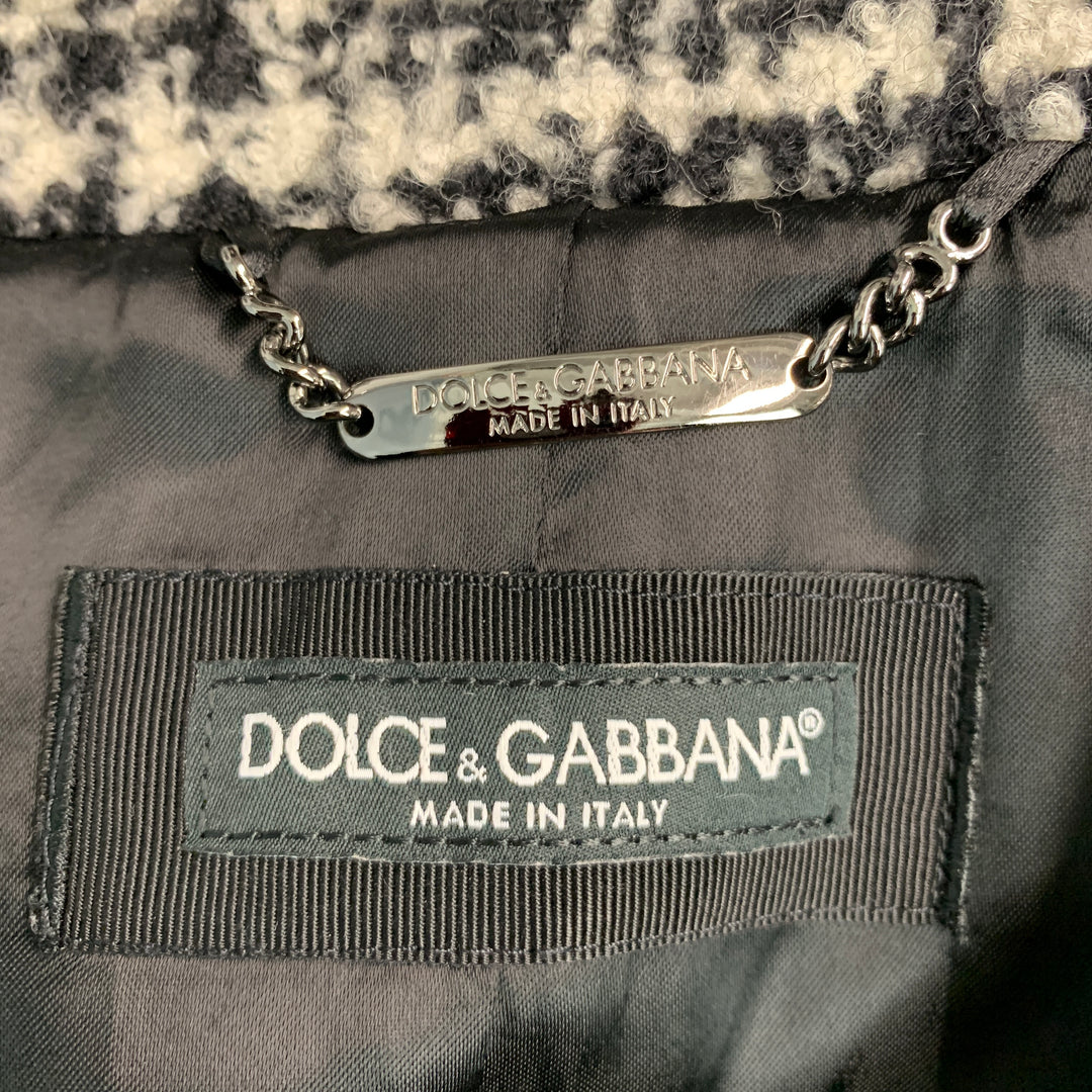 DOLCE & GABBANA Size 40 Black White Plaid Belted Coat