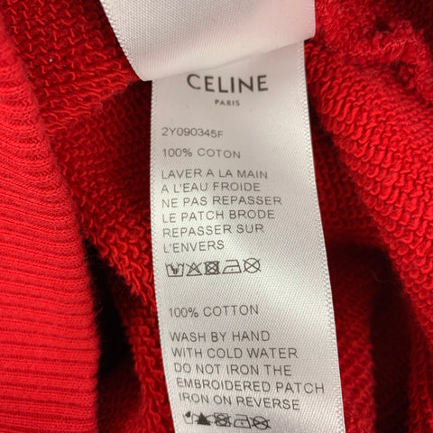 CELINE Size S Red Cotton Crew-Neck Pullover