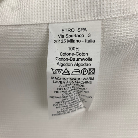 ETRO Size XL White Woven Cotton Button Up Long Sleeve Shirt
