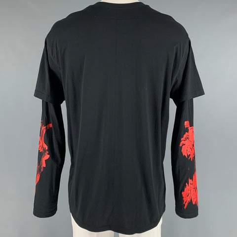 GIVENCHY Size XL Black Red Graphic Cotton Long Sleeve T-shirt