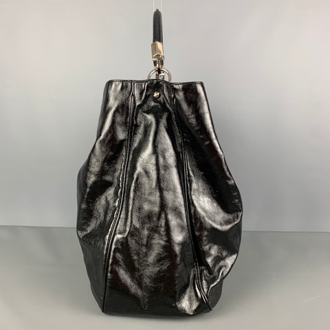 YVES SAINT LAURENT Black Silver Patent Leather Bag Handbag