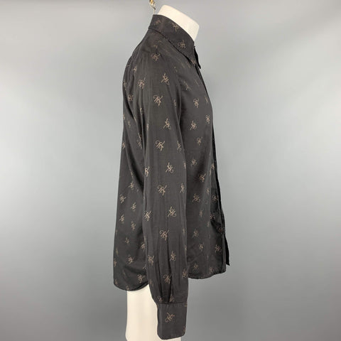 MAISON MARTIN MARGIELA Size M Cotton Black & Beige Long Sleeve Shirt