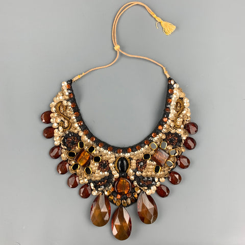 ROBERTA FREYMANN Black & Beige Embellished Necklace