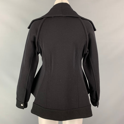 DEREK LAM Size 4 Black Acrylic Blend High Collar Coat