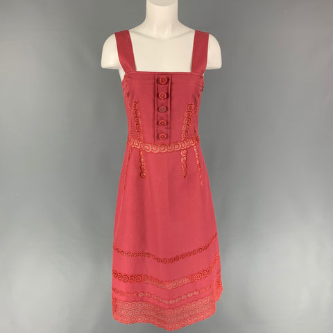 MARC JACOBS Vestido evasé con ojales de algodón frambuesa talla 6