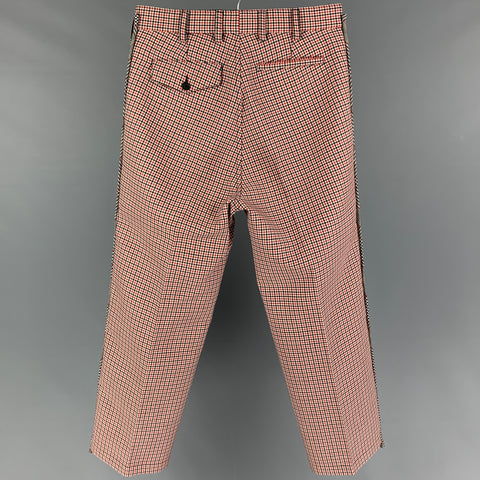 ALEXANDER MCQUEEN Size 28 Black White Red Plaid Wool Zip Fly Dress Pants