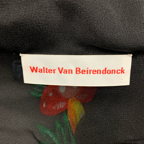 WALTER VAN BEIRENDONCK SS 16 Taille 38 Veste en soie multicolore noire