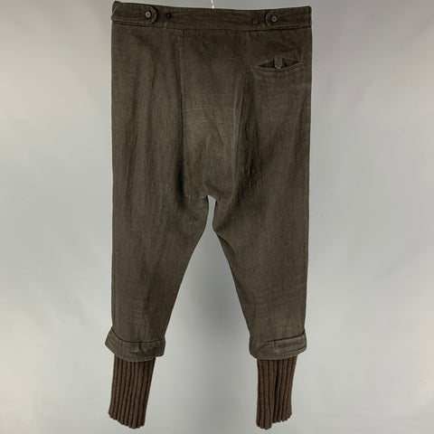 ISABEL BENENATO Size 34 Slate Olive Mixed Fabrics Casual Pants