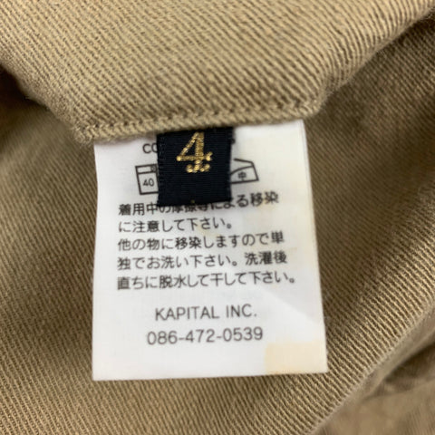 KAPITAL Size XL Khaki Cotton Wide Leg Casual Pants