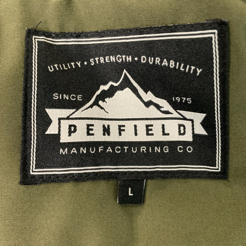 PENFIELD Talla L Abrigo con capucha de poliéster y algodón liso verde oscuro