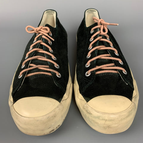 RALPH LAUREN Size 9 Black & Cream Color Block Suede Sneakers