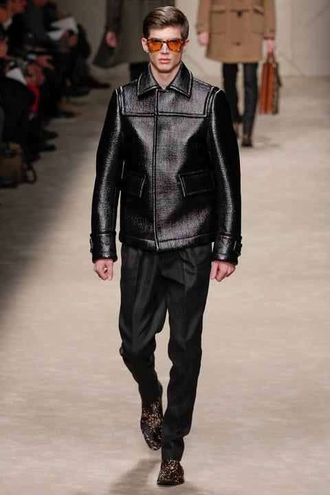 BURBERRY PRORSUM Fall 2013 Size 38 Black Textured Hidden Snaps Jacket