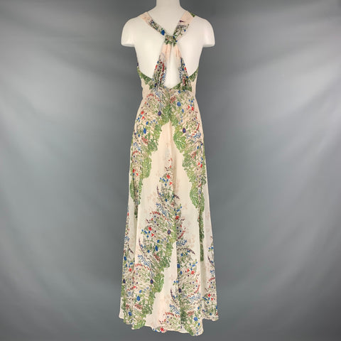 MAJE Size 0 Cream Multi-Color Polyester Floral Long Dress