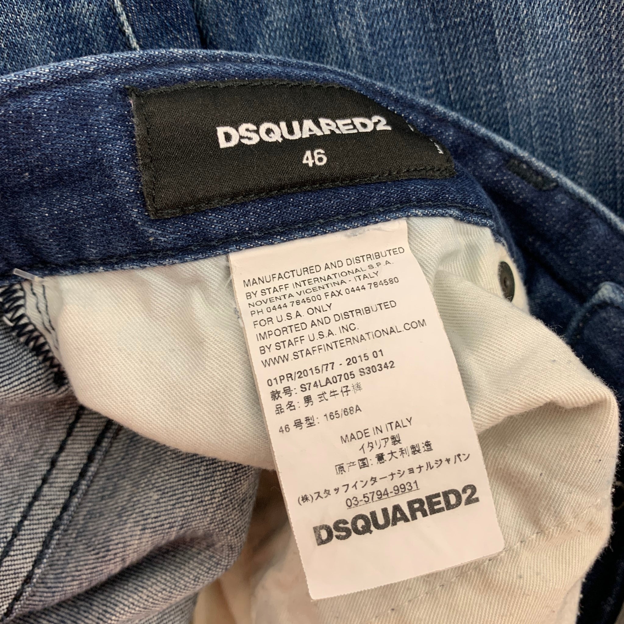 DSQUARED2 Size 30 Blue Distressed Cotton Skinny Jeans