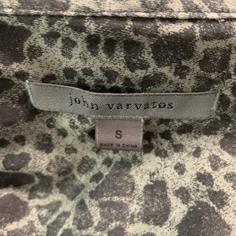 JOHN VARVATOS Size S Black Grey Marble Cotton Two Pockets Long Sleeve Shirt