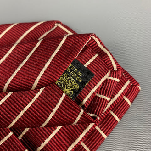 OXXFORD CLOTHES Cravate en soie à rayures diagonales rouge et blanc