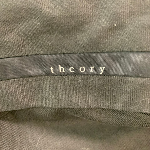 THEORY Size 40 Black Grey Pinstripe Wool Lycra Single breasted 34 Suit