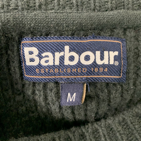 BARBOUR Taille M Pull Col Rond En Laine Vert Noir