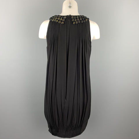 PAUL SMITH Black Label Size 4 Black Pleated Silk Shift Dress