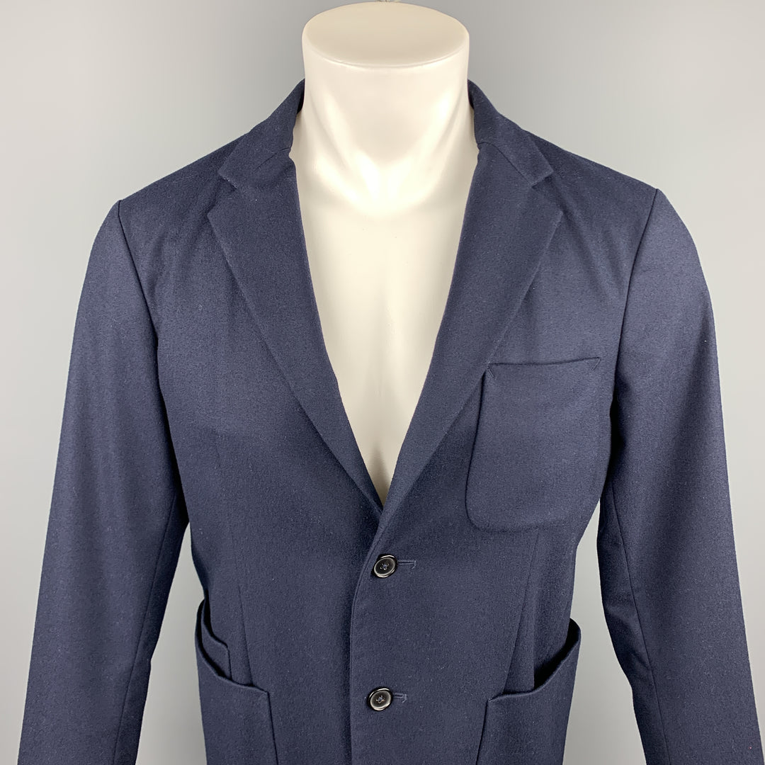 JIL SANDER Size 38 Navy Wool Notch Lapel Sport Coat
