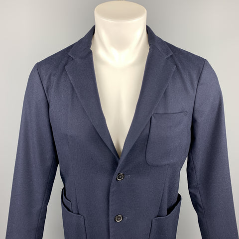 JIL SANDER Talla 38 Abrigo deportivo con solapa de muesca de lana azul marino