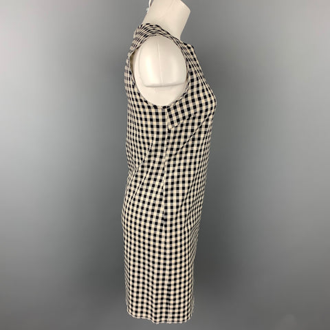 THEORY Size 0 Black & White Gingham Cotton Blend Sheath Dress