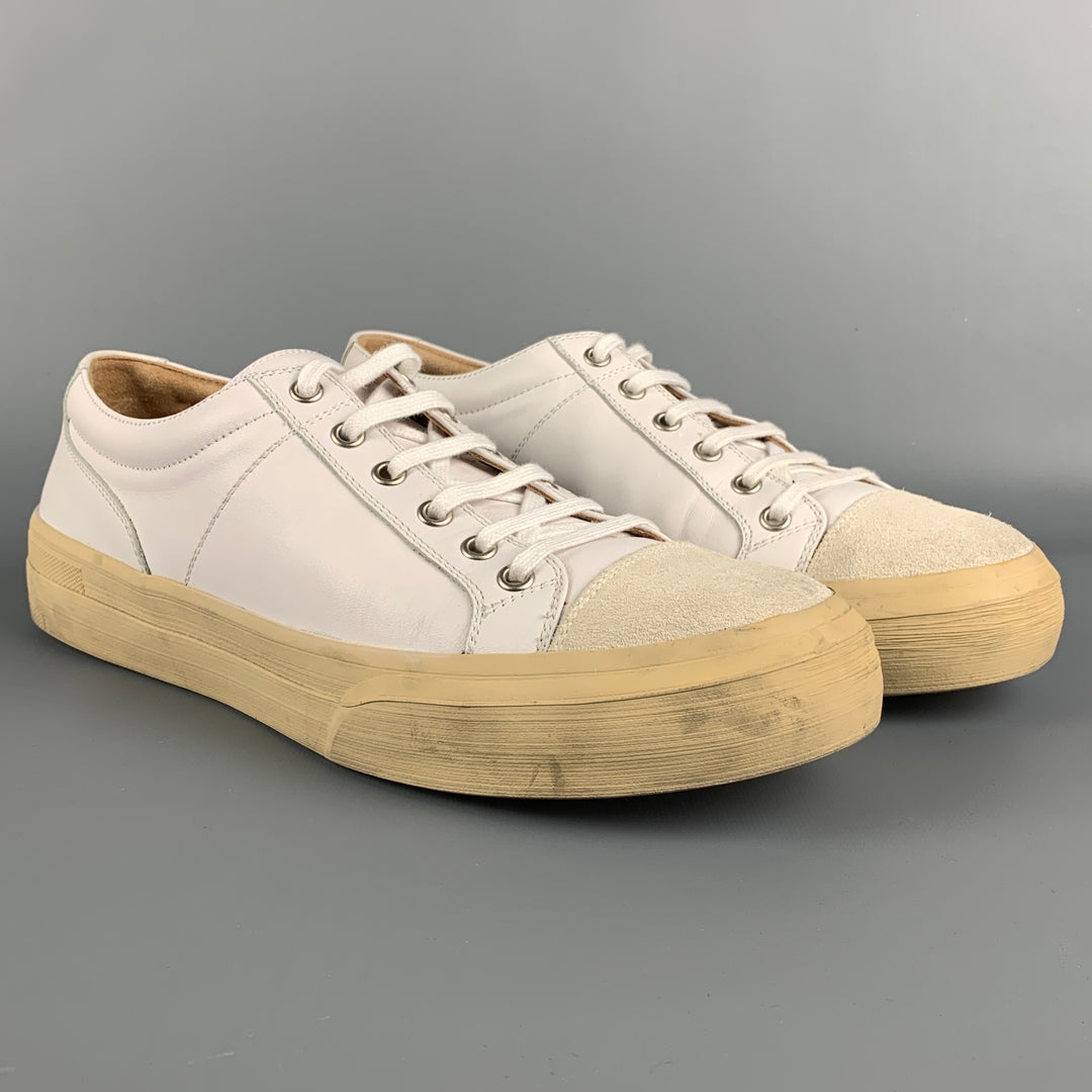 DRIES VAN NOTEN Size 9 White Leather Lace Up Sneakers