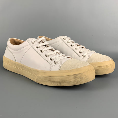 DRIES VAN NOTEN Size 9 White Leather Lace Up Sneakers