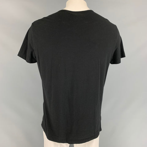 JOHN RICHMOND Size XL Black Beaded Skull Cotton Crew-Neck T-shirt