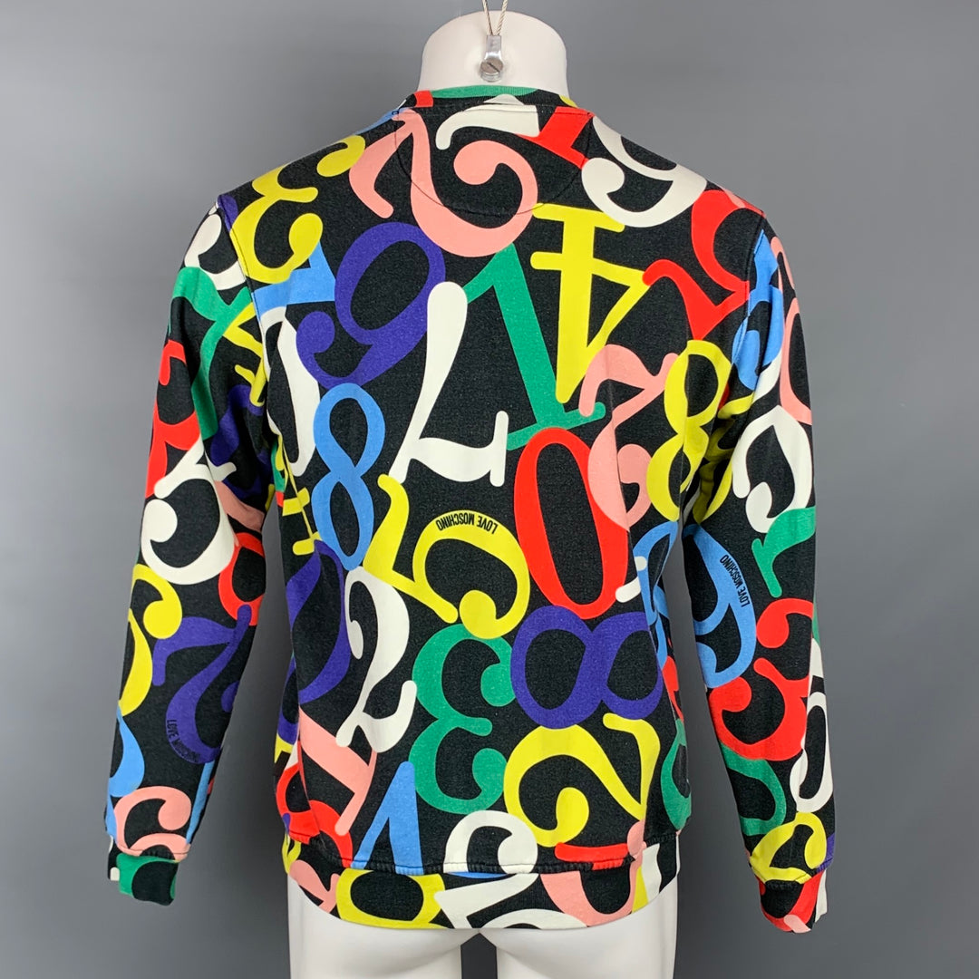 LOVE MOSCHINO Size S Multi-Color Print Crew-Neck Sweatshirt