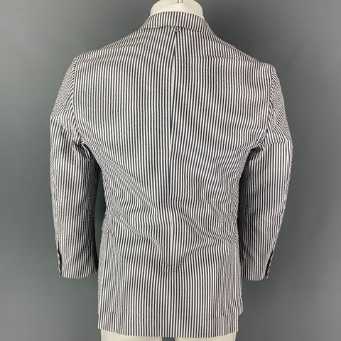 BLACK FLEECE Size 38 White Grey Seersucker Cotton Notch Lapel Sport Coat
