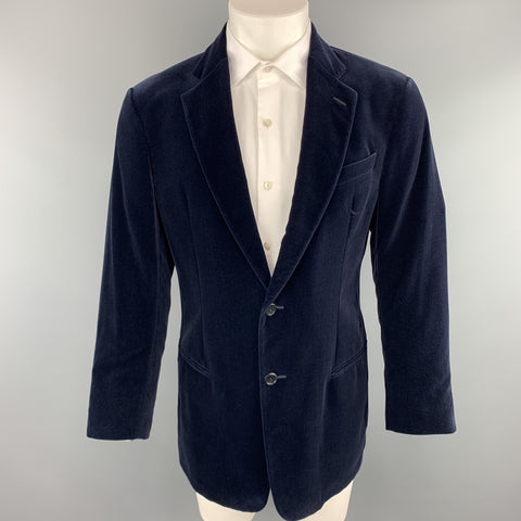 ARMANI COLLEZIONI Taille 40 Manteau de sport à revers cranté en velours bleu marine