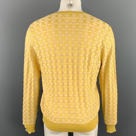 BURBERRY PRORSUM Spring 2006 Size L Yellow Knitted Silk / Cotton V-Neck Pullover