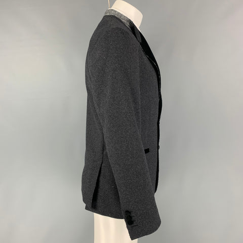 DOLCE & GABBANA Size 36 Charcoal & Black Wool Blend Sport Coat