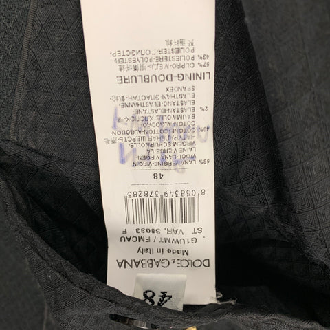 DOLCE & GABBANA Size 38 Black Textured Wool Blend Peak Lapel Sport Coat