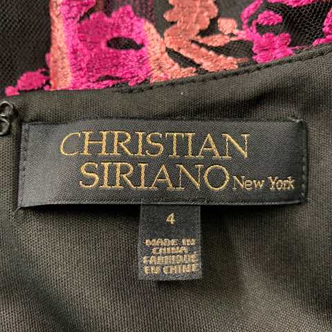 CHRISTIAN SIRIANO Taille 4 Robe longue florale en polyester rose noir