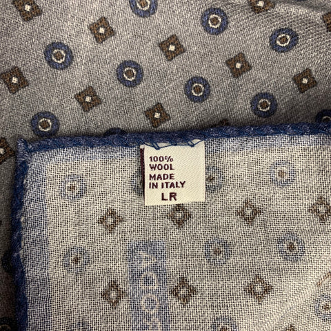 RODA Gray & Brown Abstract Wool Pocket Square