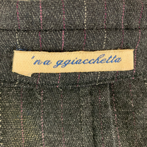 CARRACCI Chest Size 34 Grey Purple Pinstripe Single breasted Sport Coat